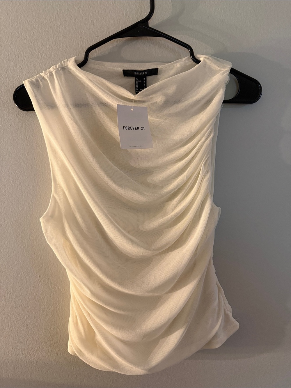 Forever 21 Ivory Draped Sleeveless Blouse